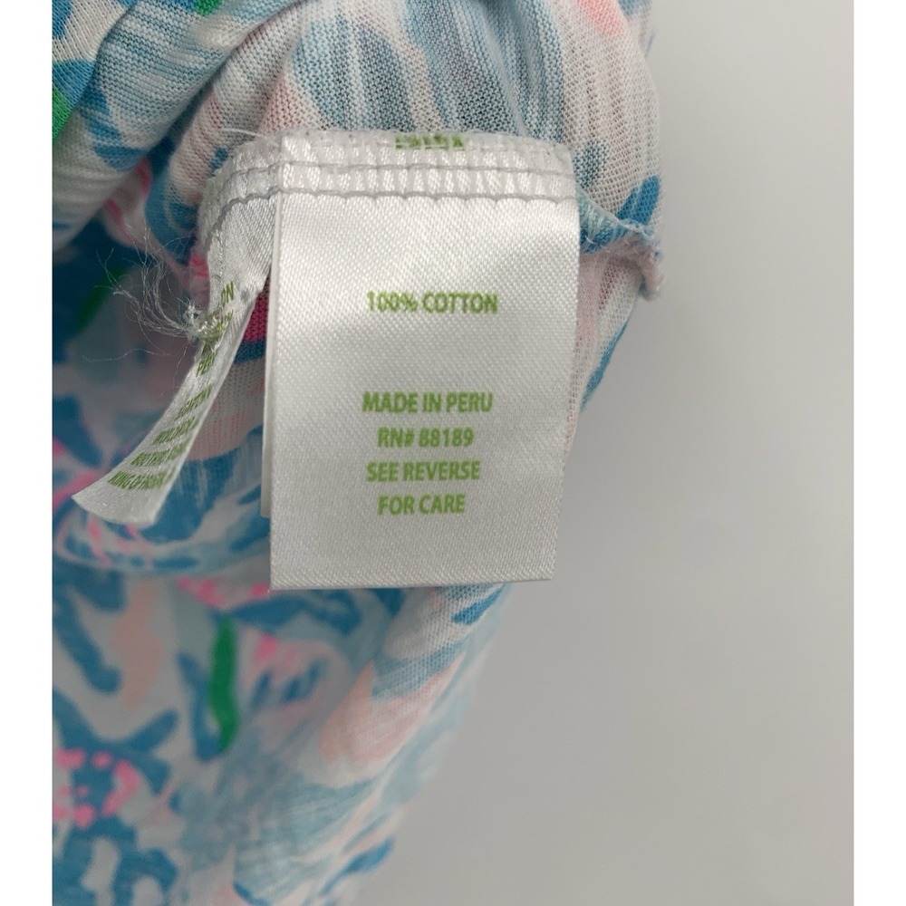 Lilly Pulitzer Shirt Women XL Blue Short Sleeve 100% Cotton Colorful Preppy - Picture 4 of 7